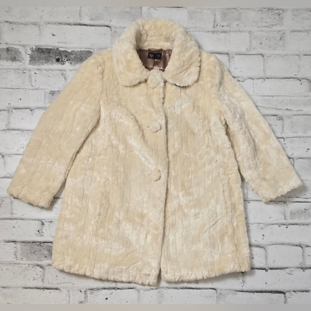 Topshop Cream Faux Fur Coat - Picture 3 of 11